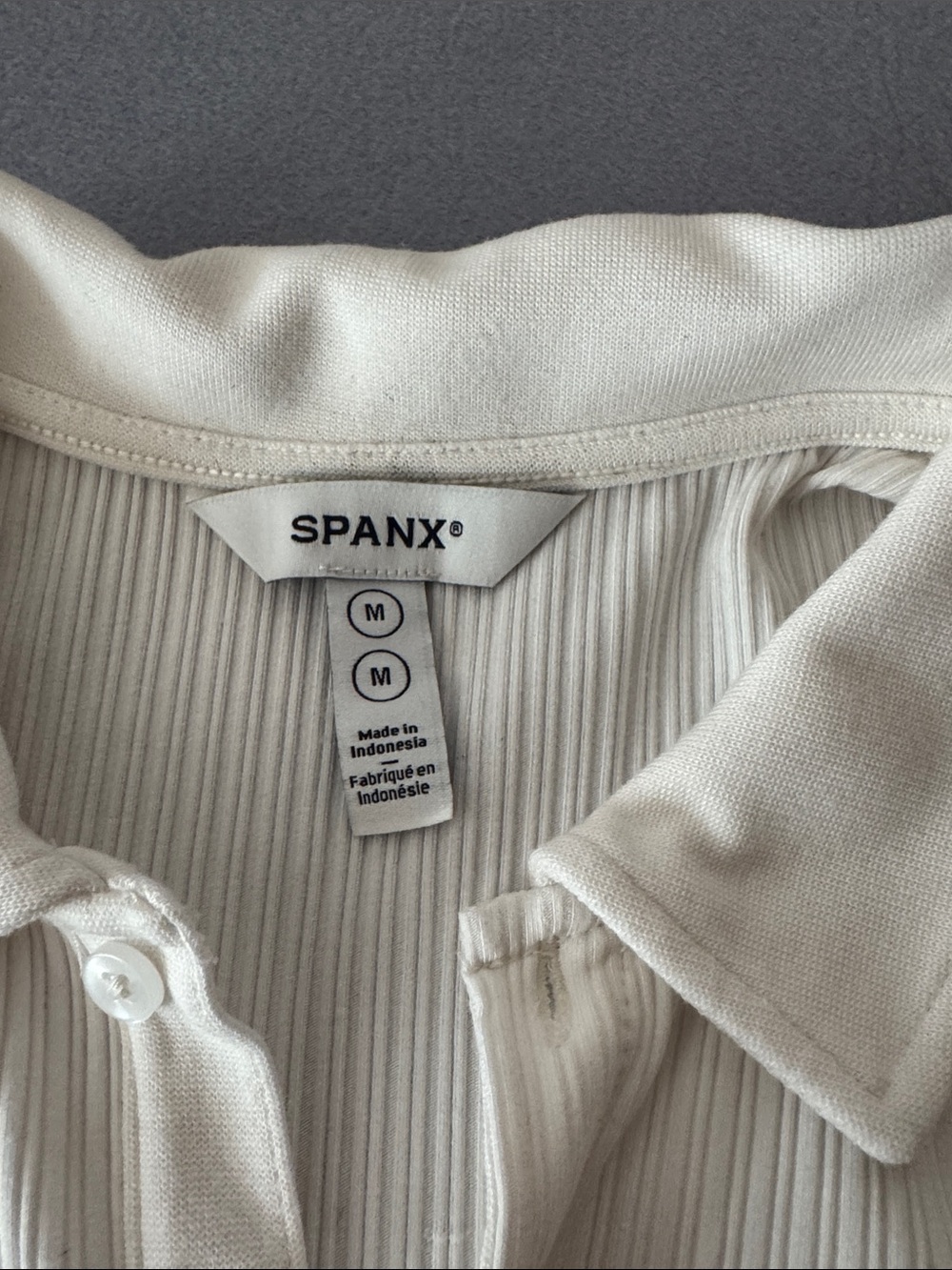 SPANX Cream Rib-Knit Polo Top - Picture 2 of 2